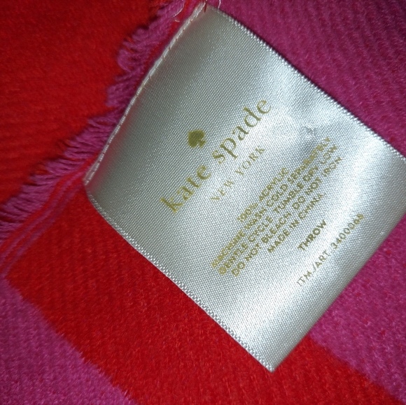 Kate Spade Orange/Pink Fringe Throw - Picture 6 of 6